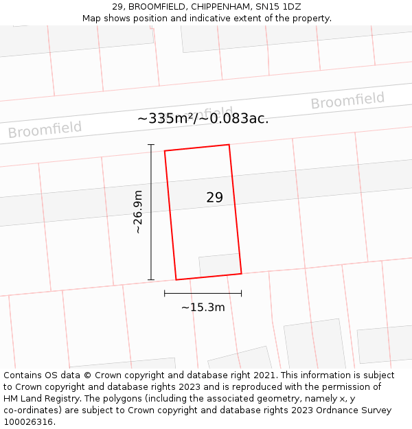 29, BROOMFIELD, CHIPPENHAM, SN15 1DZ: Plot and title map