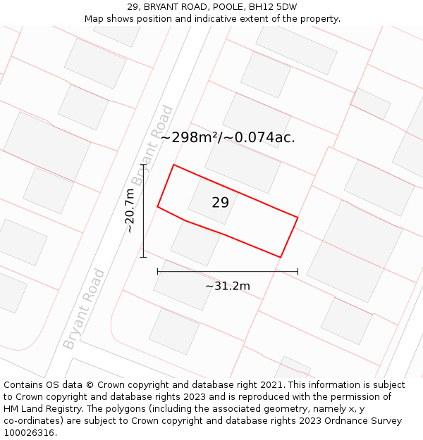 29, BRYANT ROAD, POOLE, BH12 5DW: Plot and title map