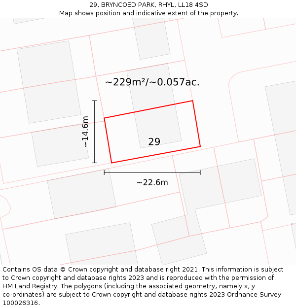 29, BRYNCOED PARK, RHYL, LL18 4SD: Plot and title map