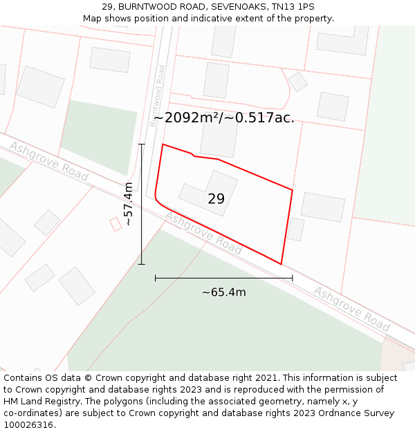 29, BURNTWOOD ROAD, SEVENOAKS, TN13 1PS: Plot and title map