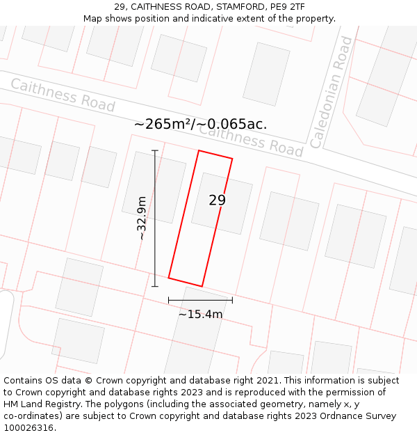 29, CAITHNESS ROAD, STAMFORD, PE9 2TF: Plot and title map