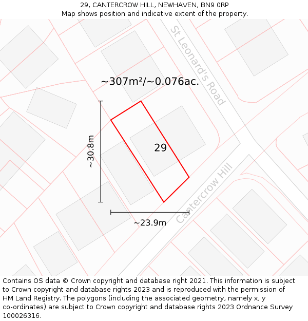 29, CANTERCROW HILL, NEWHAVEN, BN9 0RP: Plot and title map