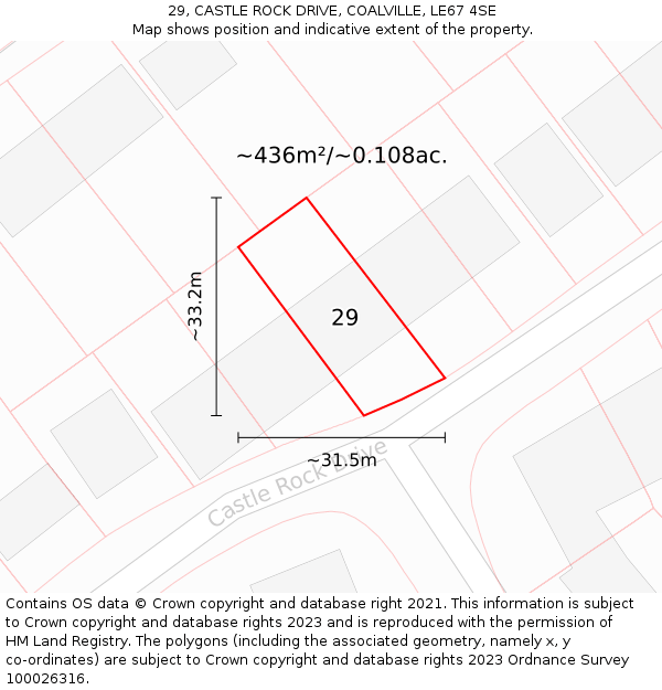29, CASTLE ROCK DRIVE, COALVILLE, LE67 4SE: Plot and title map