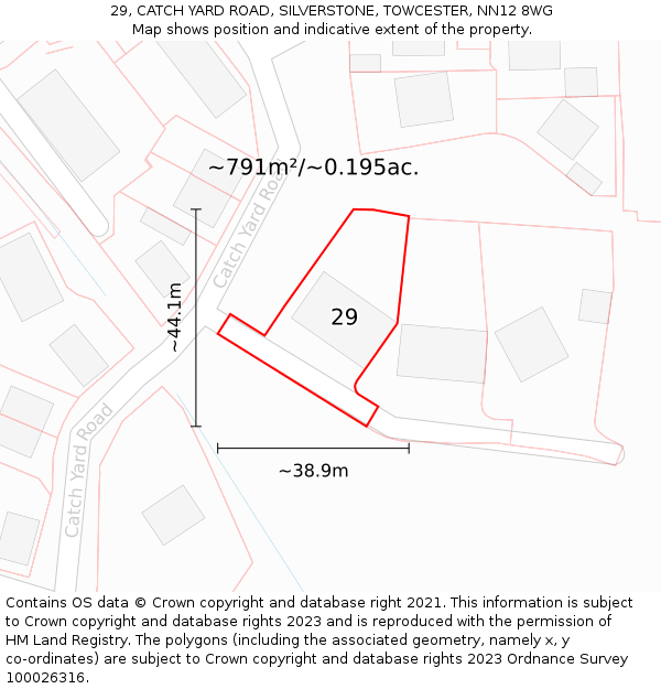 29, CATCH YARD ROAD, SILVERSTONE, TOWCESTER, NN12 8WG: Plot and title map