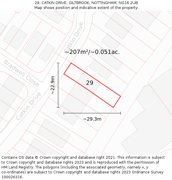 29, CATKIN DRIVE, GILTBROOK, NOTTINGHAM, NG16 2UB: Plot and title map