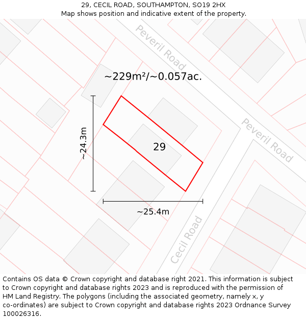 29, CECIL ROAD, SOUTHAMPTON, SO19 2HX: Plot and title map