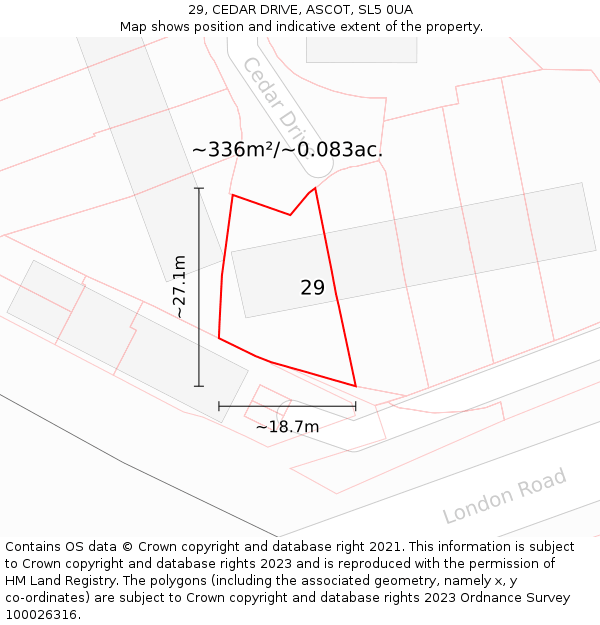 29, CEDAR DRIVE, ASCOT, SL5 0UA: Plot and title map