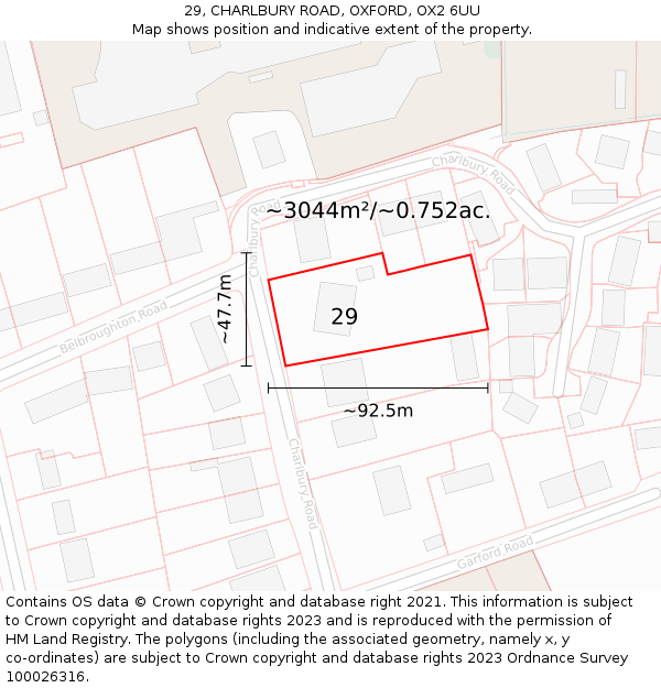 29, CHARLBURY ROAD, OXFORD, OX2 6UU: Plot and title map