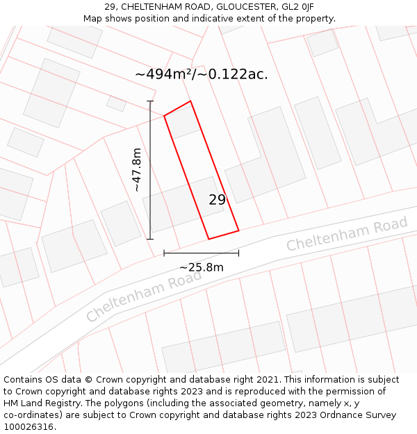 29, CHELTENHAM ROAD, GLOUCESTER, GL2 0JF: Plot and title map