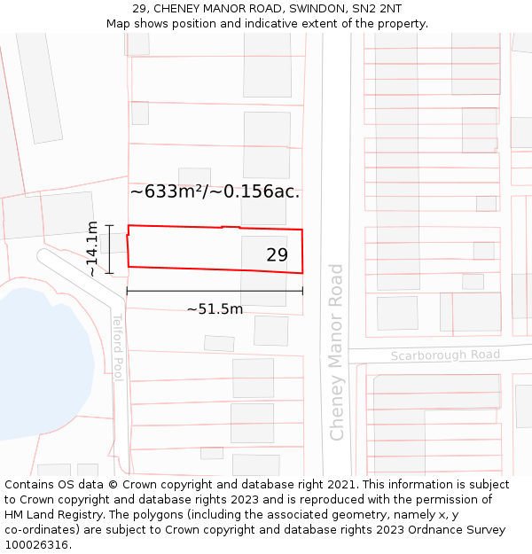 29, CHENEY MANOR ROAD, SWINDON, SN2 2NT: Plot and title map