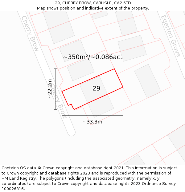 29, CHERRY BROW, CARLISLE, CA2 6TD: Plot and title map