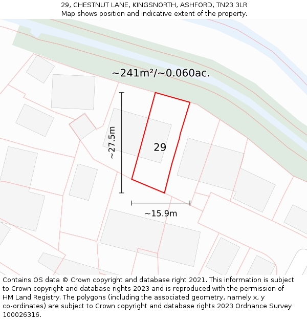 29, CHESTNUT LANE, KINGSNORTH, ASHFORD, TN23 3LR: Plot and title map