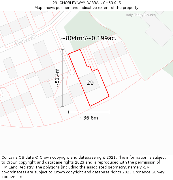 29, CHORLEY WAY, WIRRAL, CH63 9LS: Plot and title map
