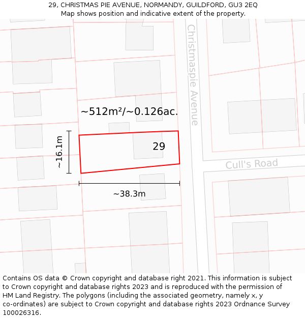 29, CHRISTMAS PIE AVENUE, NORMANDY, GUILDFORD, GU3 2EQ: Plot and title map