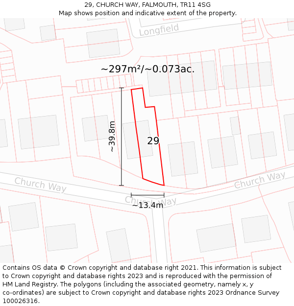 29, CHURCH WAY, FALMOUTH, TR11 4SG: Plot and title map