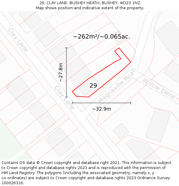 29, CLAY LANE, BUSHEY HEATH, BUSHEY, WD23 1NZ: Plot and title map