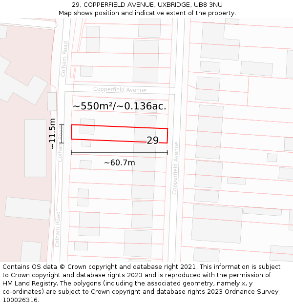 29, COPPERFIELD AVENUE, UXBRIDGE, UB8 3NU: Plot and title map