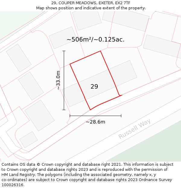 29, COUPER MEADOWS, EXETER, EX2 7TF: Plot and title map