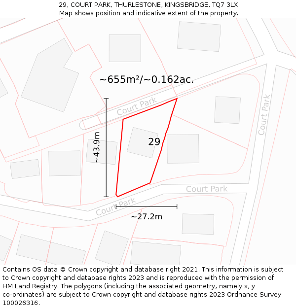29, COURT PARK, THURLESTONE, KINGSBRIDGE, TQ7 3LX: Plot and title map