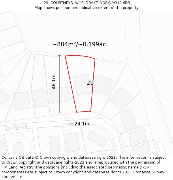 29, COURTNEYS, WHELDRAKE, YORK, YO19 6BR: Plot and title map