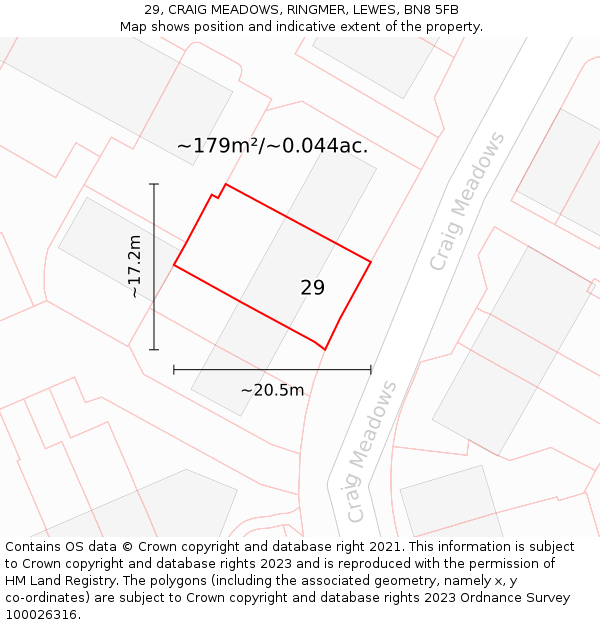 29, CRAIG MEADOWS, RINGMER, LEWES, BN8 5FB: Plot and title map