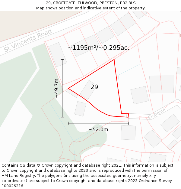 29, CROFTGATE, FULWOOD, PRESTON, PR2 8LS: Plot and title map