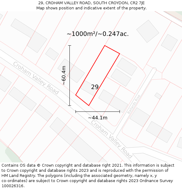 29, CROHAM VALLEY ROAD, SOUTH CROYDON, CR2 7JE: Plot and title map