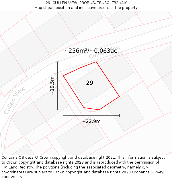 29, CULLEN VIEW, PROBUS, TRURO, TR2 4NY: Plot and title map