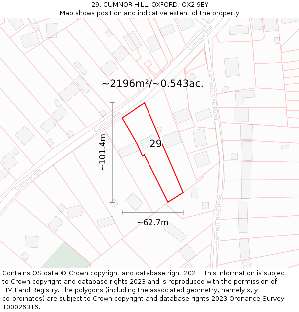 29, CUMNOR HILL, OXFORD, OX2 9EY: Plot and title map