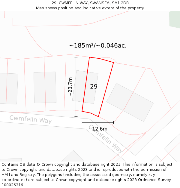 29, CWMFELIN WAY, SWANSEA, SA1 2DR: Plot and title map