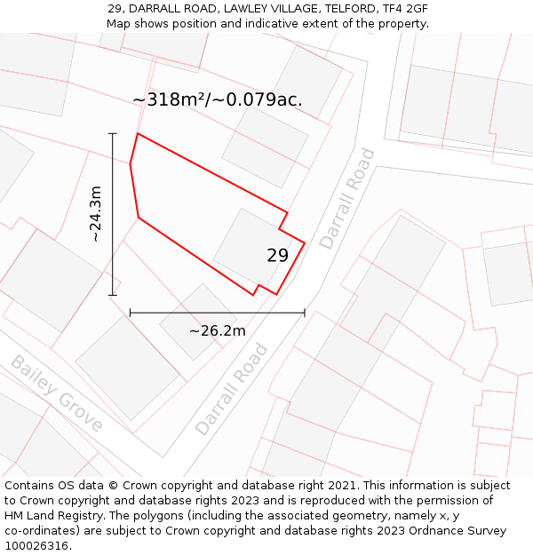 29, DARRALL ROAD, LAWLEY VILLAGE, TELFORD, TF4 2GF: Plot and title map