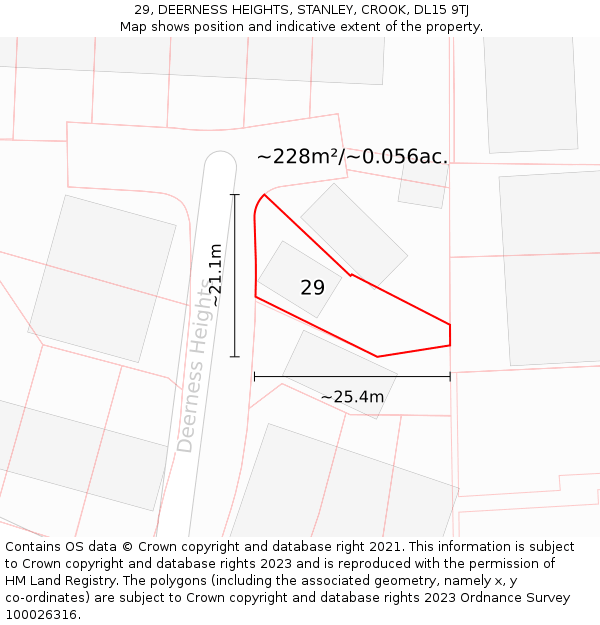 29, DEERNESS HEIGHTS, STANLEY, CROOK, DL15 9TJ: Plot and title map
