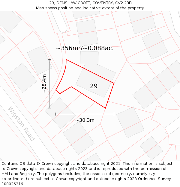 29, DENSHAW CROFT, COVENTRY, CV2 2RB: Plot and title map