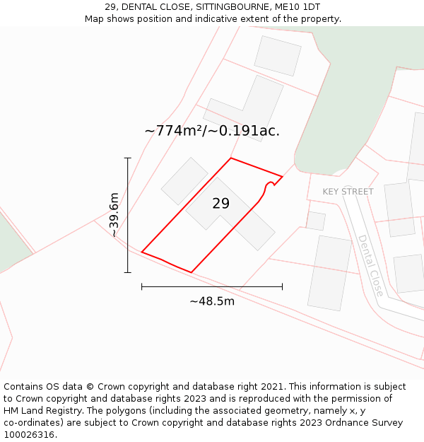 29, DENTAL CLOSE, SITTINGBOURNE, ME10 1DT: Plot and title map