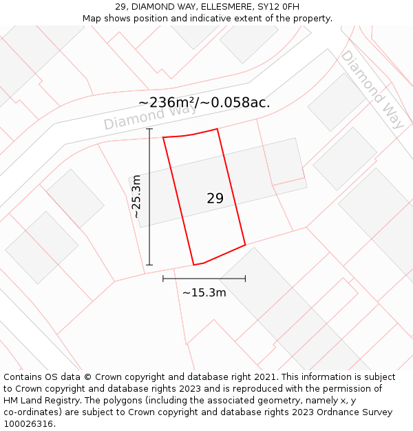 29, DIAMOND WAY, ELLESMERE, SY12 0FH: Plot and title map