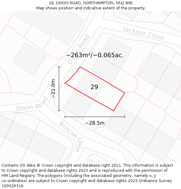 29, DIXON ROAD, NORTHAMPTON, NN2 8XE: Plot and title map