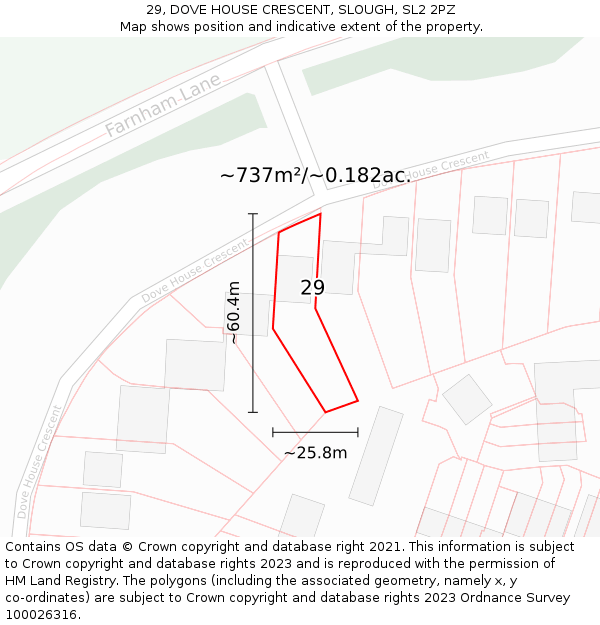 29, DOVE HOUSE CRESCENT, SLOUGH, SL2 2PZ: Plot and title map