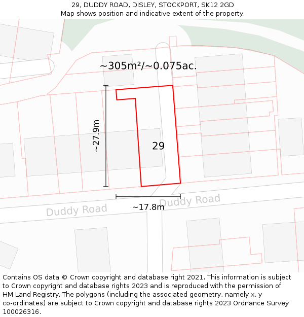 29, DUDDY ROAD, DISLEY, STOCKPORT, SK12 2GD: Plot and title map