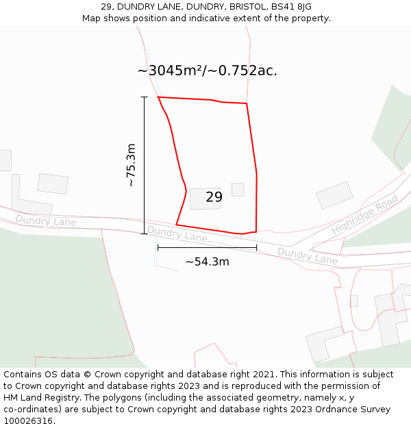 29, DUNDRY LANE, DUNDRY, BRISTOL, BS41 8JG: Plot and title map