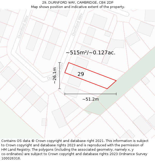 29, DURNFORD WAY, CAMBRIDGE, CB4 2DP: Plot and title map