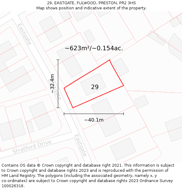 29, EASTGATE, FULWOOD, PRESTON, PR2 3HS: Plot and title map