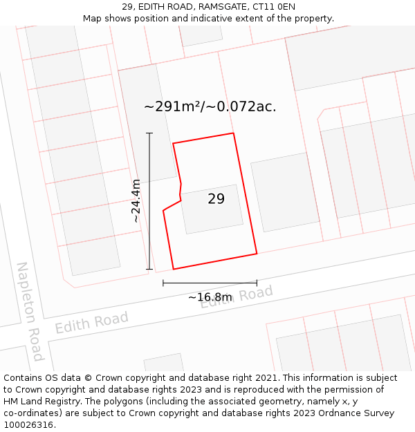 29, EDITH ROAD, RAMSGATE, CT11 0EN: Plot and title map