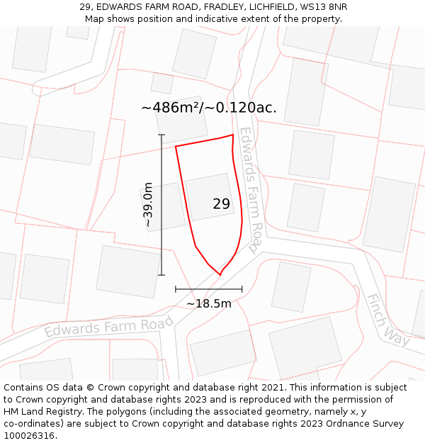 29, EDWARDS FARM ROAD, FRADLEY, LICHFIELD, WS13 8NR: Plot and title map