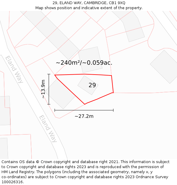 29, ELAND WAY, CAMBRIDGE, CB1 9XQ: Plot and title map