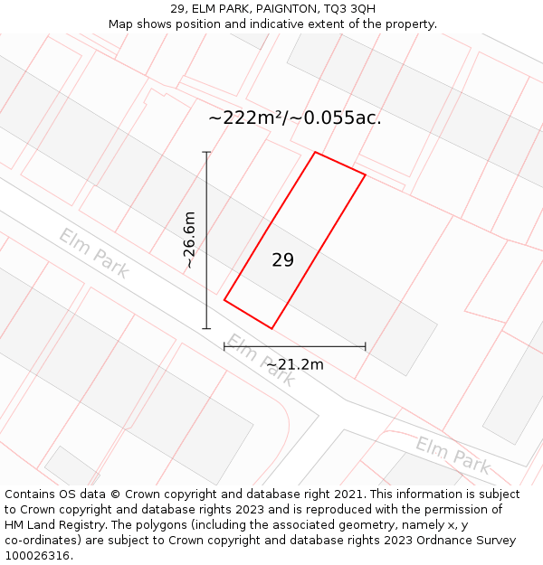29, ELM PARK, PAIGNTON, TQ3 3QH: Plot and title map