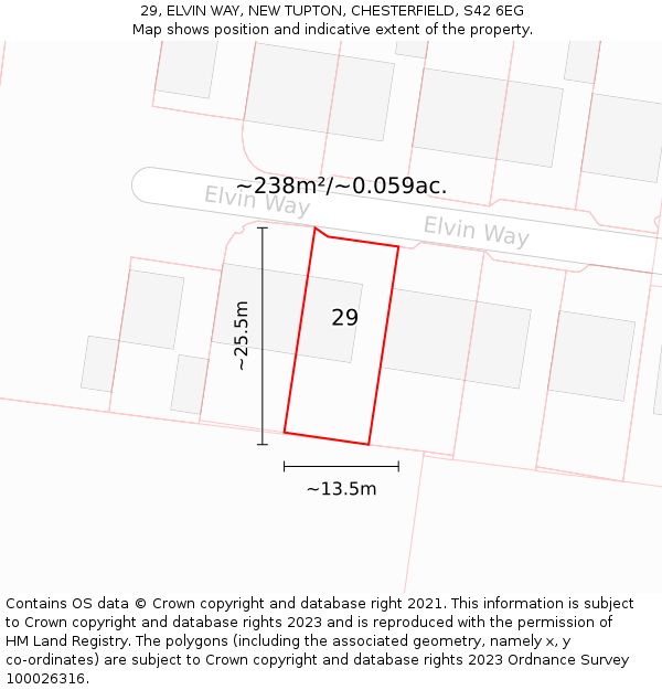 29, ELVIN WAY, NEW TUPTON, CHESTERFIELD, S42 6EG: Plot and title map