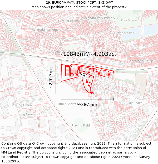 29, EUROPA WAY, STOCKPORT, SK3 0WT: Plot and title map