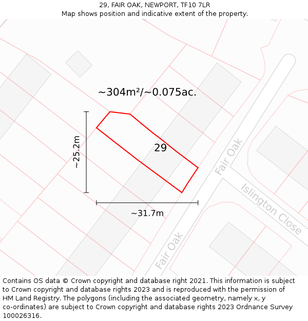 29, FAIR OAK, NEWPORT, TF10 7LR: Plot and title map