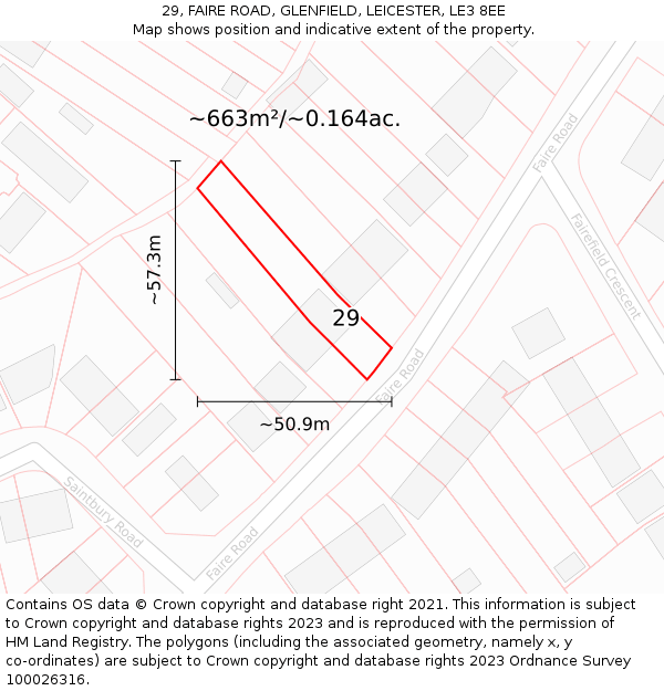 29, FAIRE ROAD, GLENFIELD, LEICESTER, LE3 8EE: Plot and title map