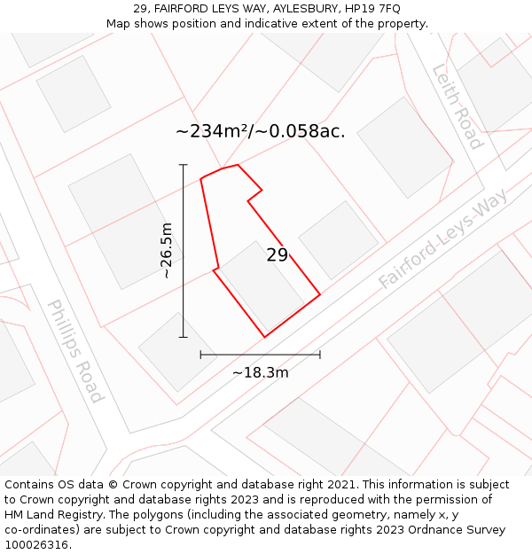 29, FAIRFORD LEYS WAY, AYLESBURY, HP19 7FQ: Plot and title map